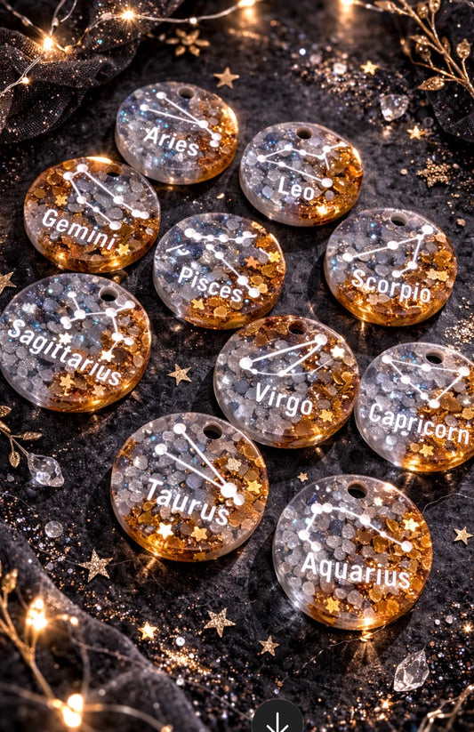 ⭐ Celestial Zodiac Resin Keychain 🌙